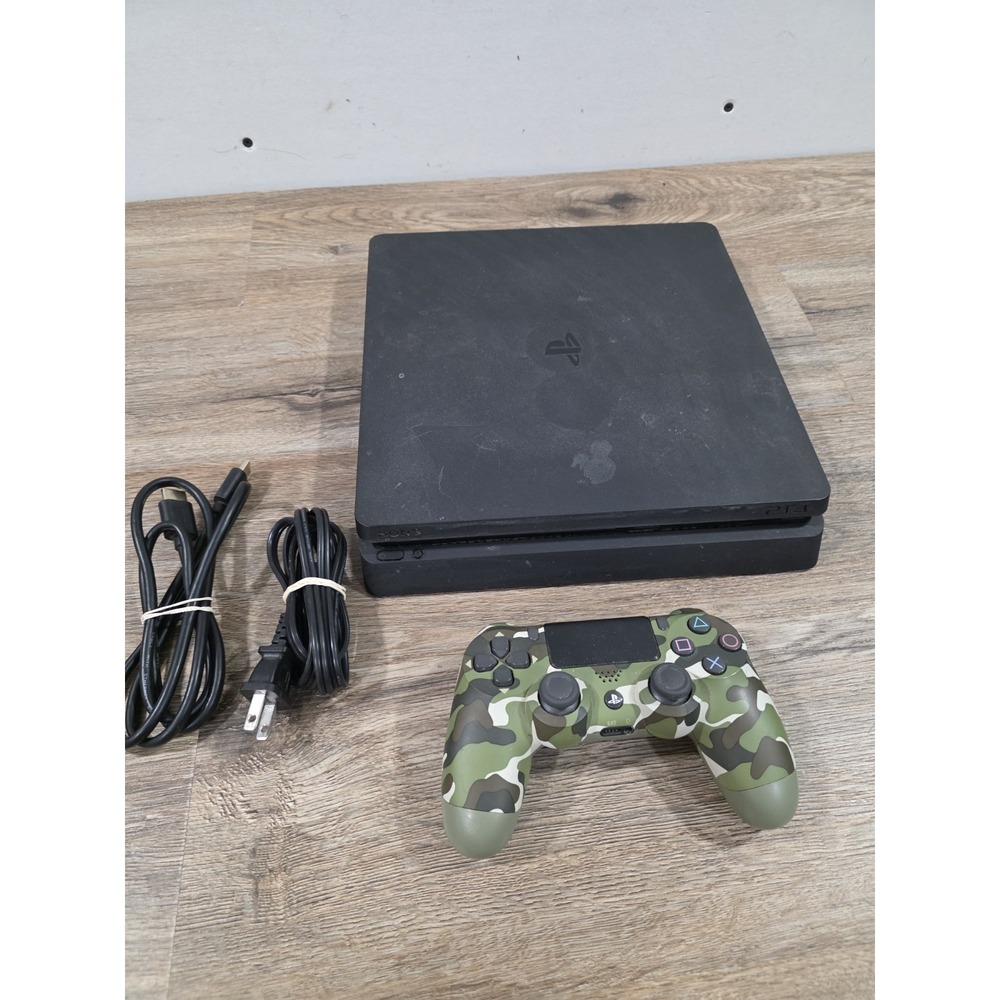 Sony PlayStation 4 PS4 Slim 1TB Console Black CUH-2115B With Camo Controller